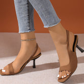 Open Toe Kitten Heel Sandals Camel OutfitFlow
