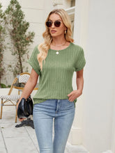 Round Neck Short Sleeve T-Shirt Matcha Green OutfitFlow