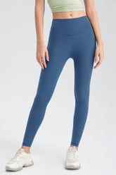 Wide Waistband Slim Fit Active Leggings Dusty Blue OutfitFlow
