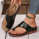 Toe Loop Flat Sandals Black OutfitFlow