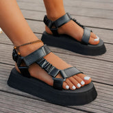 Open Toe Platform Sandals Black OutfitFlow