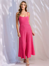 Textured Scoop Neck Midi Cami Dress Hot Pink OutfitFlow