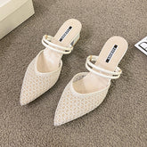 Point Toe Block Heel Sandals Ivory OutfitFlow