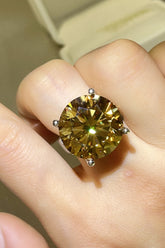 20 Carat Moissanite 925 Sterling Silver Ring Gold OutfitFlow