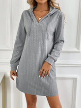 Drawstring Long Sleeve Hooded Mini Dress Gray OutfitFlow