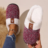 Cozy Fleece-Lined Slippers Wine Red OutfitFlow