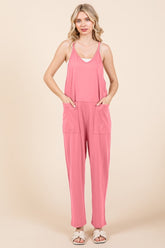 Culture Code Full Size Sleeveless Jumpsuit with Pockets Pink OutfitFlow