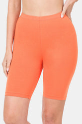 Zenana High Waist Bermuda Shorts Deep Coral OutfitFlow
