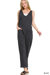 Zenana Casual Adjustable Strap Baggy Jumpsuit with Pocket BLACK OutfitFlow