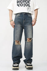 Distressed Jeans with Pockets Dark OutfitFlow