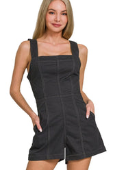Zenana Tie Back Romper BLACK OutfitFlow