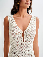 Openwork Sleeveless Maxi Dress White OutfitFlow