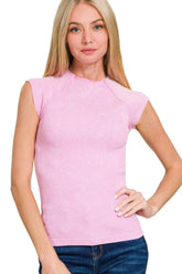 Zenana Washed Ribbed Seamless Top MAUVE OutfitFlow