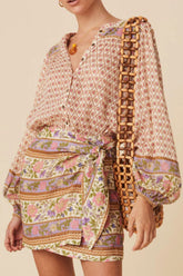 Printed Button Down Long Sleeve Shirt Floral OutfitFlow