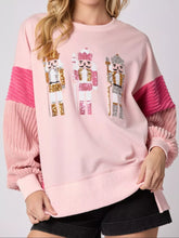 Nutcracker Long Sleeve Sweatshirt with Side Slit Pink OutfitFlow