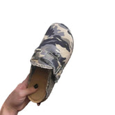 Round Toe Flats Loafers Green Camouflage OutfitFlow