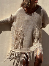 Fringe Detail Long Sleeve Sweater with Pockets Camel OutfitFlow