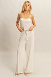 HYFVE Rib Knit Cami Top and Pants Set WHITE OutfitFlow