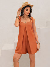 Wide Strap Tie Shoulder Romper Pumpkin OutfitFlow