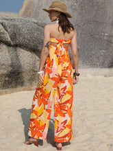 Tied Printed Tube Wide Leg Jumpsuit Tangerine OutfitFlow