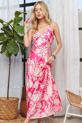 ADORA Print Spaghetti Strap Maxi Dress PINK OutfitFlow