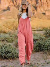 Double Take Full Size Sleeveless V-Neck Pocketed Jumpsuit Coral OutfitFlow