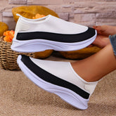 Mesh Contrast Flat Slip-Ons White OutfitFlow