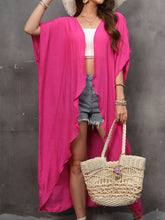 Open Front Half Sleeve Cover Up Hot Pink One Size OutfitFlow