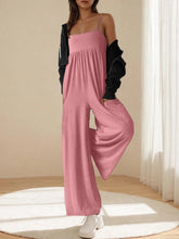 Spaghetti Strap Wide Leg Jumpsuit Pink OutfitFlow
