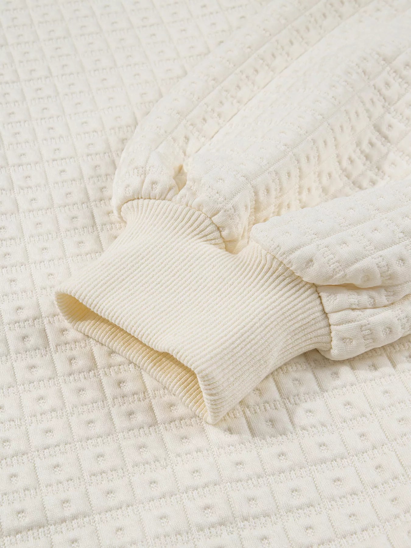 Textured Half Button Collared Sweatshirt OutfitFlow