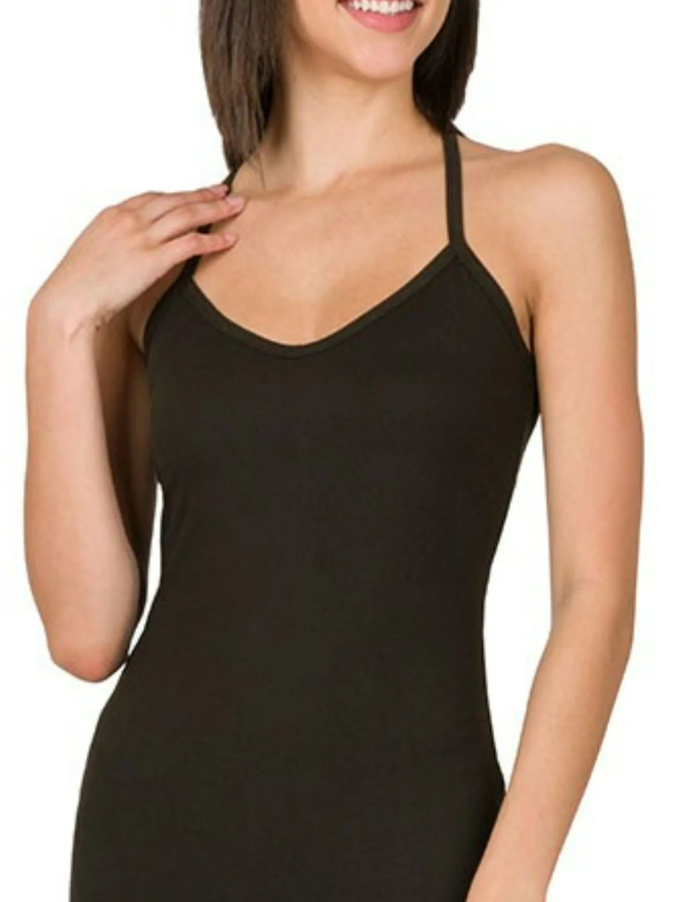 Zenana Brushed Dty Thin Strap Racerback V-Neck Maxi Dress Trendsi