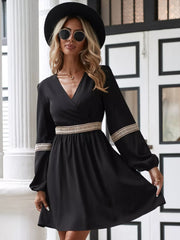 Surplice Balloon Sleeve Dress OutfitFlow