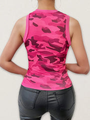 Camouflage Round Neck Tank Top OutfitFlow