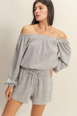 HYFVE Off Shoulder Top and Shorts Set OutfitFlow