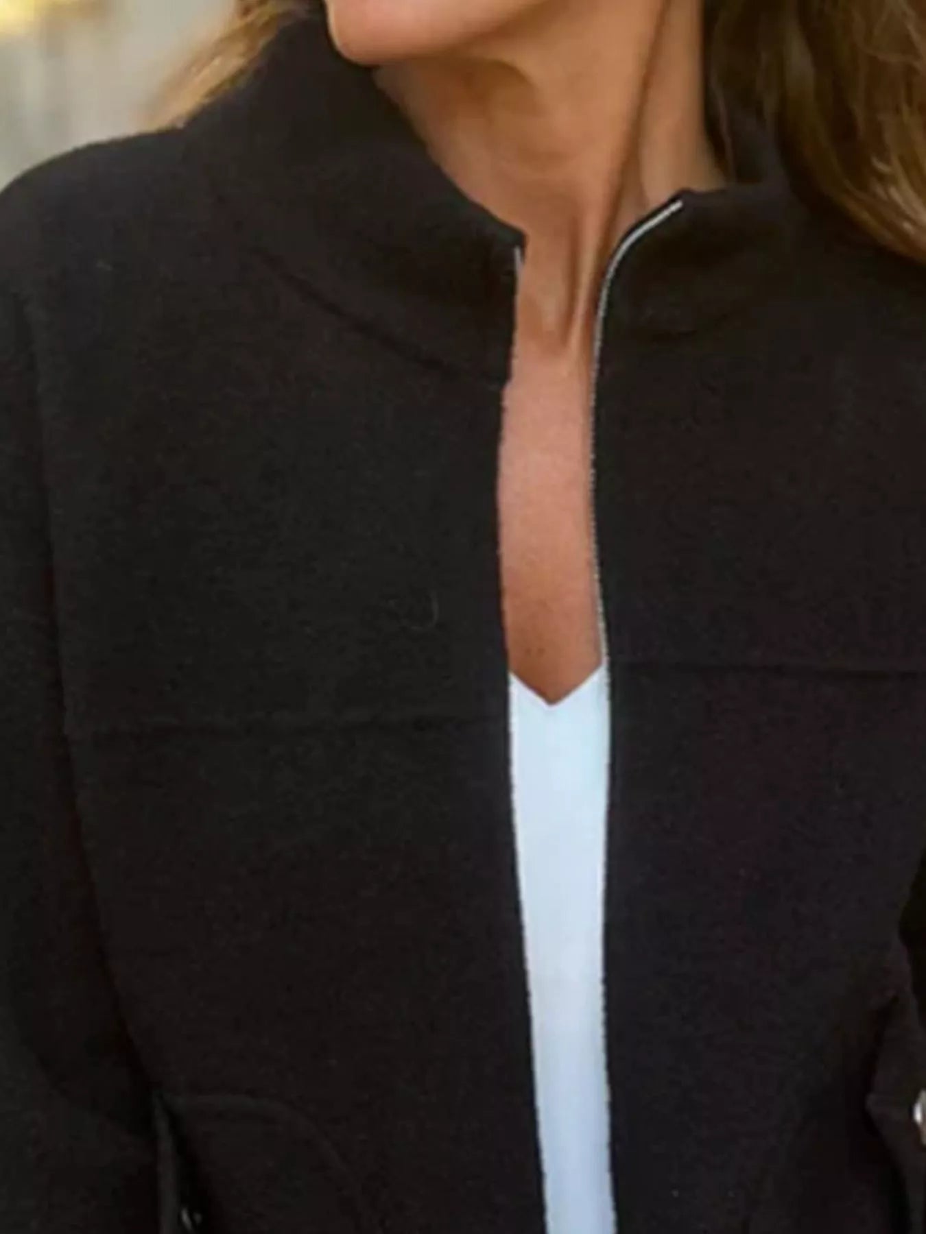 Full Size Textured Knit Zip Up Outerwear Plus Size Trendsi