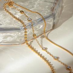18K Gold-Plated Layered Inlaid Zircon Bracelet OutfitFlow