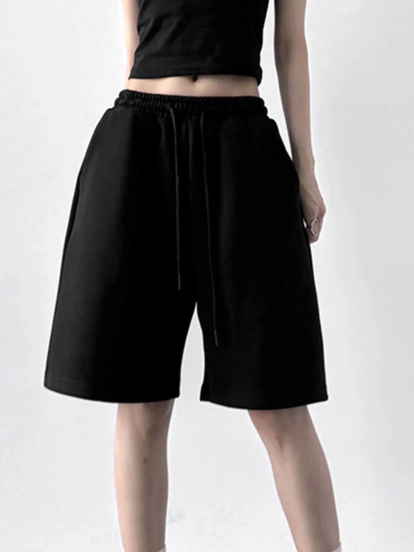 Drawstring Wide Leg Shorts OutfitFlow