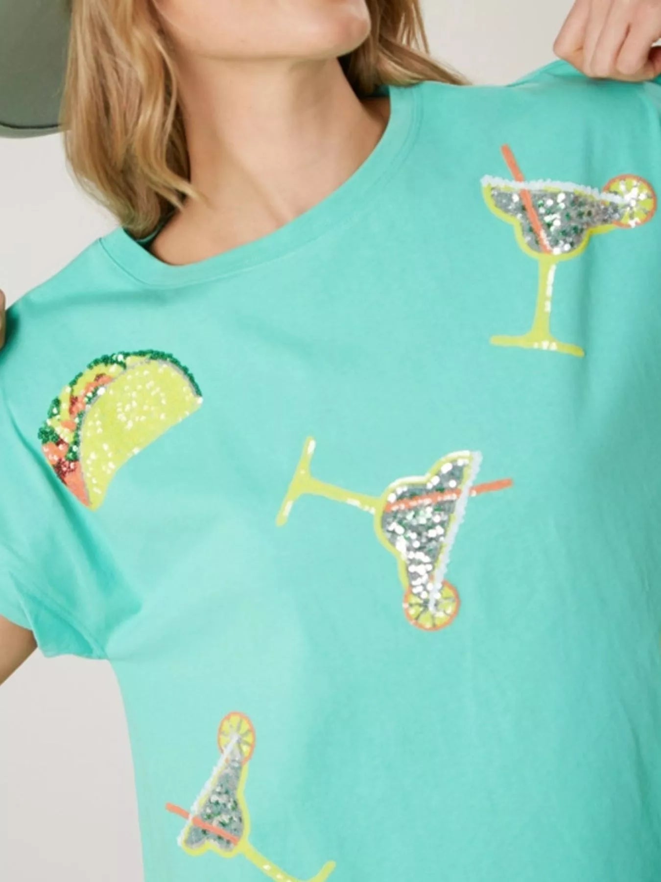 Sequin Short Sleeve Summer Tee Dress OutfitFlow
