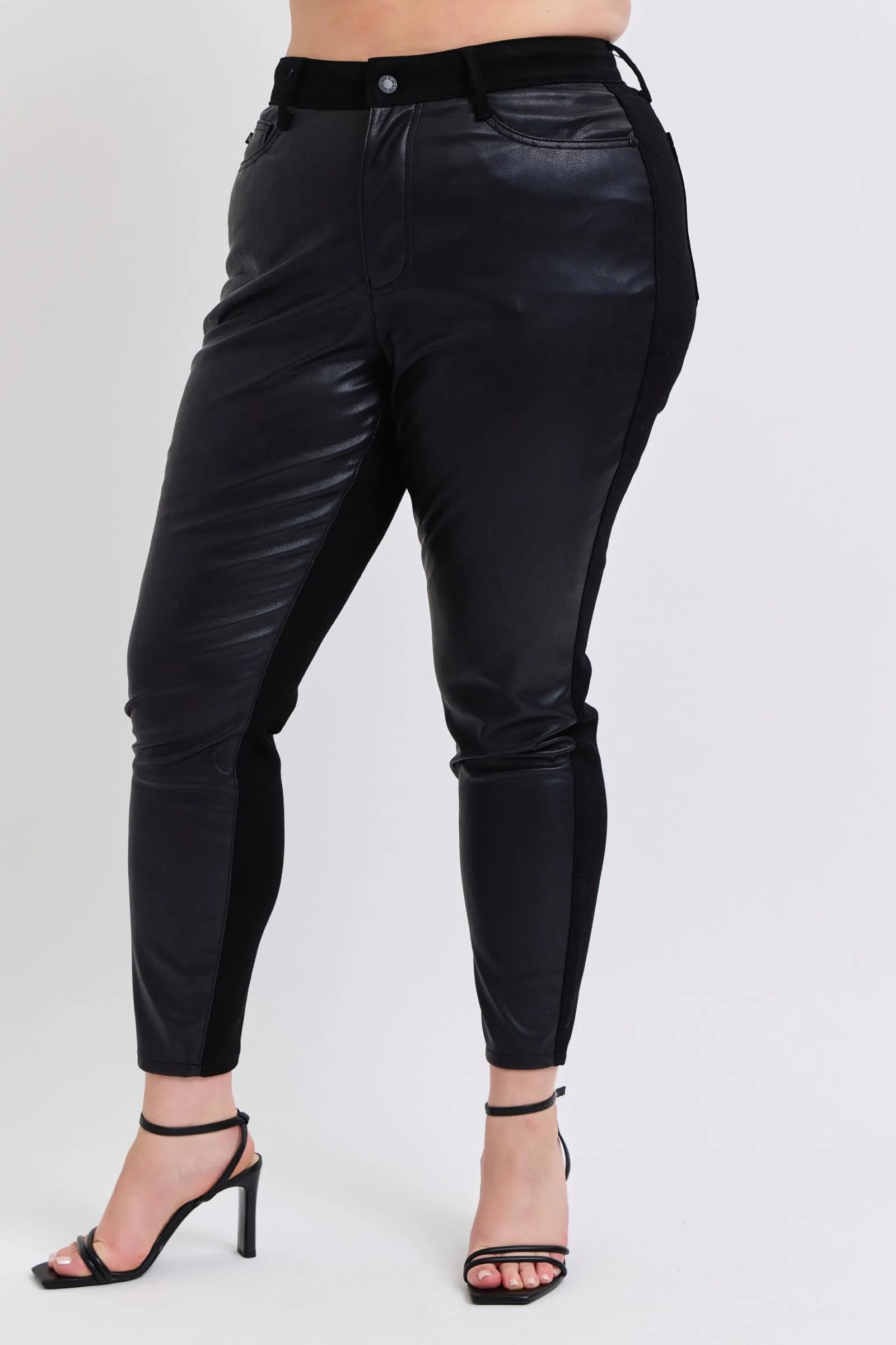Judy Blue Plus Size HW Faux Leather Skinny Pants OutfitFlow