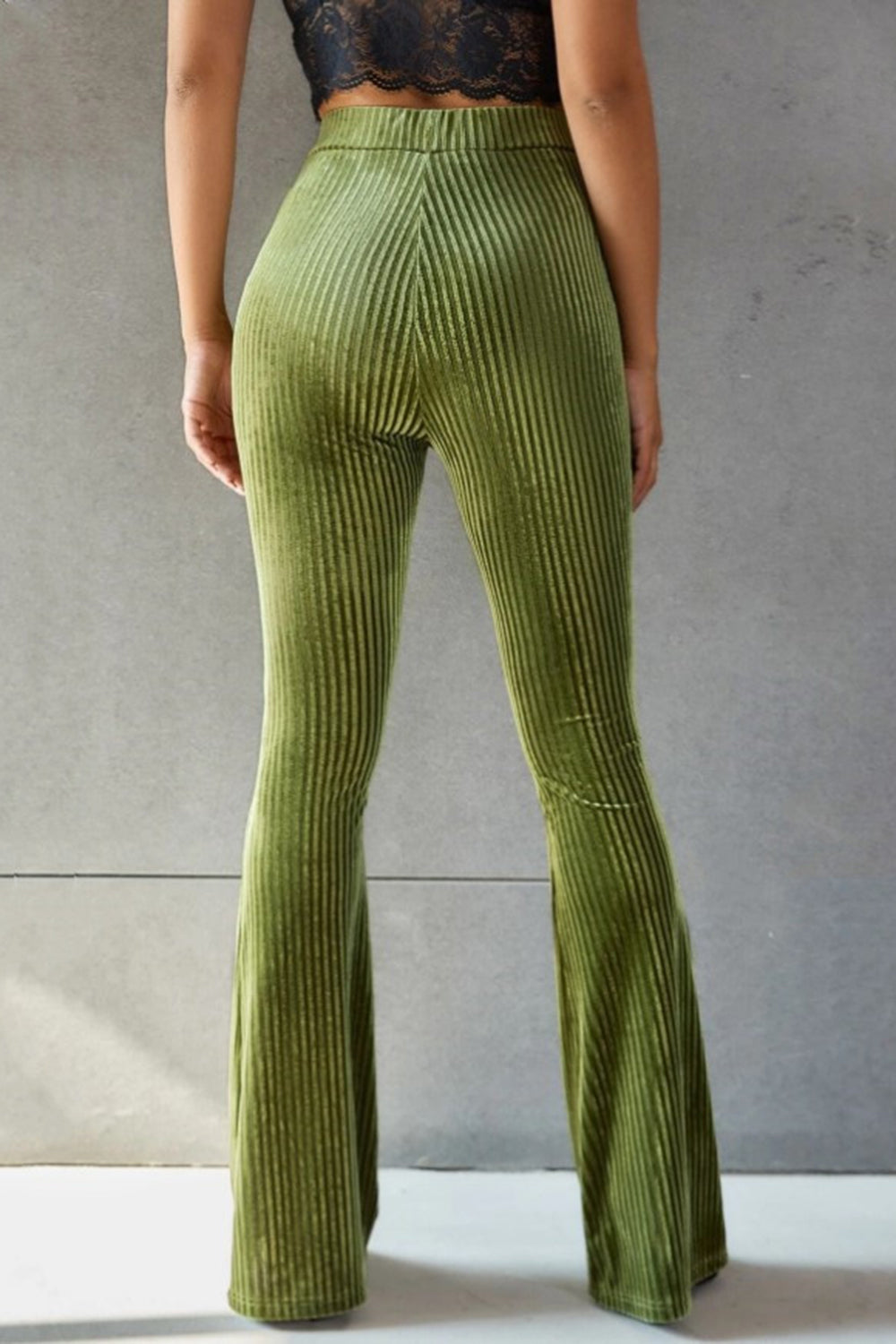 Outfit Flow - Ribbed High Waist Flare Pants