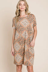 BOMBOM Multicolored Leaves Jacquard Dress OutfitFlow
