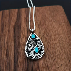 Outfit Flow - Alloy Artificial Turquoise Teardrop Pendant Necklace