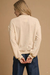 Umgee Velour Crewneck Balloon Sleeve Sweatshirt OutfitFlow