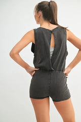 MONO B Mineral Wash Vintage Romper OutfitFlow