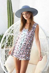 BiBi Leopard Printed Jersey Knit Color Block Sleeveless OutfitFlow