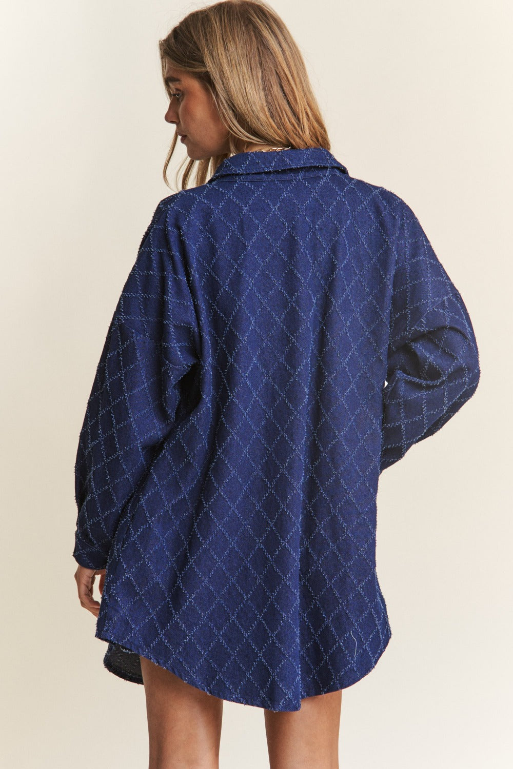 J.NNA Rhombus Stitched Button Up Denim Jacket