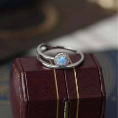925 Sterling Silver Opal Ring Silver OutfitFlow