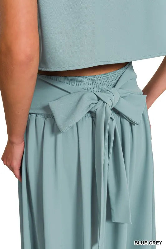 Zenana Heavy Woven Span Crop Tee & Skirt Set OutfitFlow