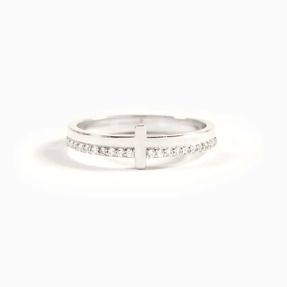 925 Sterling Silver Cross Ring Silver OutfitFlow