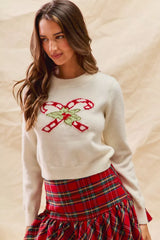 SO ME Christmas Candy Cone Cropped Sweater OutfitFlow